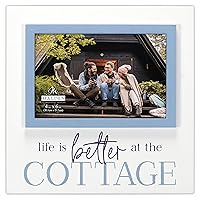 Malden International Designs 4x6 Life Is Better At The Cottage Expressions White and Blue Picture Frame