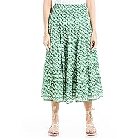 Max Studio Women's Rayon Midi Smocked Waist Tiered Skirt