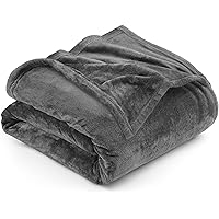 Fleece Blanket Queen Size Grey 300GSM Luxury Bed Blanket Anti-Static Fuzzy Soft Blanket Microfiber (90x90 Inches)