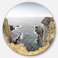 MT11012-C11 Rocky Bay Portugal Panorama Beach Large Disc Metal Wall Art - Disc of 11,X 11