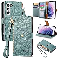 Protective Phone Cover Case Cute Case Wallet Compatible with Samsung Galaxy S22, Premium PU Leather Flip Folio Case with Card Holders [Shockproof TPU Inner Shell] RFID Blocking Phone Case for Women Gi