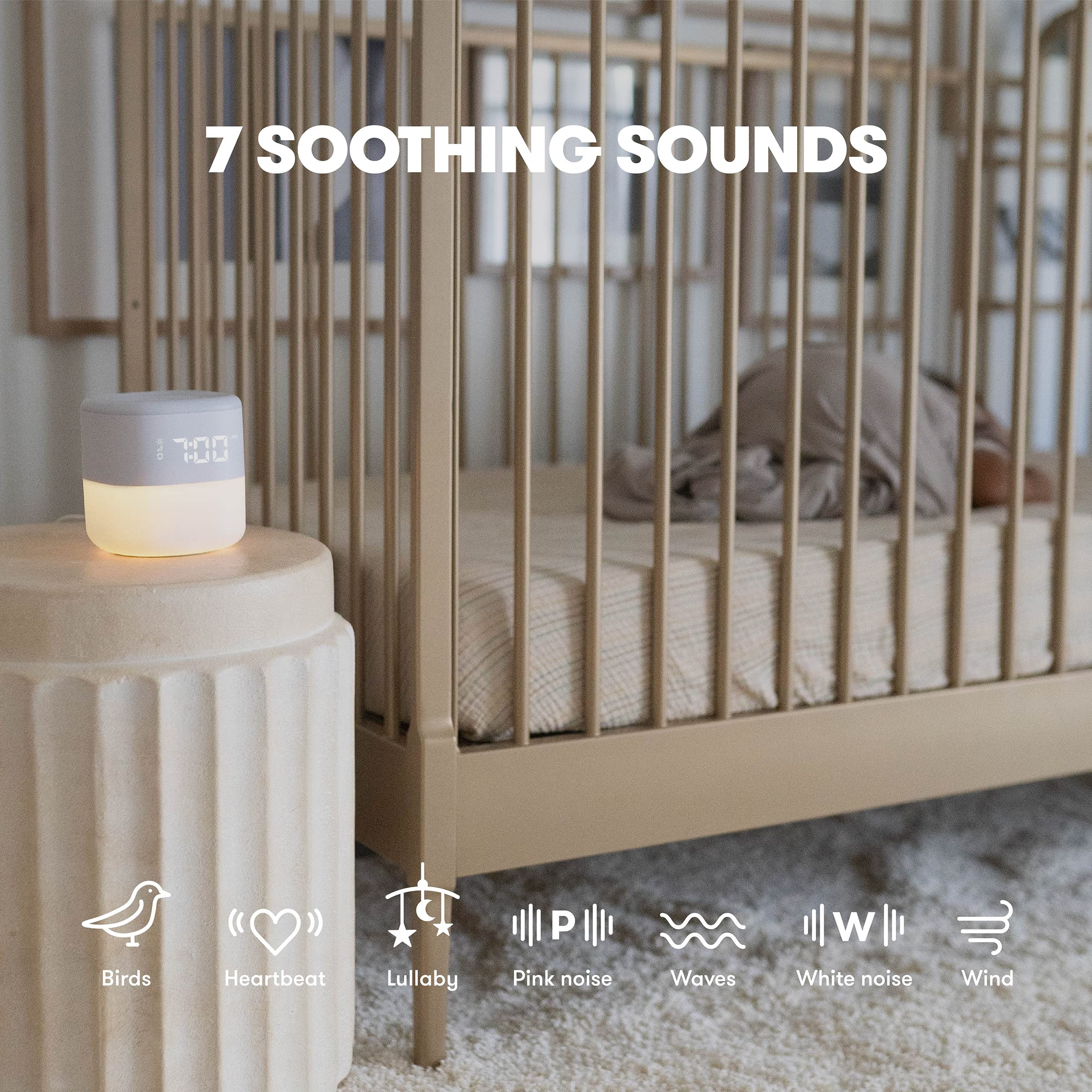 Frida Baby 3-in-1 Sound Machine + When-to-Wake Clock + Nightlight | White Noise Soother, Sleep Trainer, Alarm Clock, Nursery + Toddler + Kids Bedroom (Bluetooth)