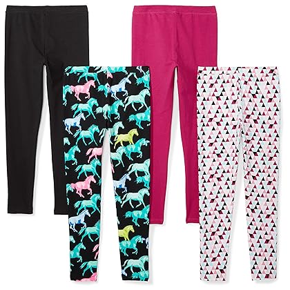 Amazon Essentials Girls and Toddlers' Leggings (Previously Spotted Zebra), Multipacks