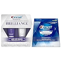 3D White Brilliance Daily Cleansing Toothpaste and Whitening Gel System, 2.3 oz & Crest 3D White Luxe Whitestrips Professional Effects - Teeth Whitening Kit 20 Treatments Bundle