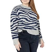 KENDALL + KYLIE Women's Plus Size Crew Neck Cropped Jacquard Sweater