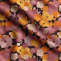 Soimoi Abstract Printed, Japan Crepe Satin, Sewing Fabric by The Yard 54 Inch Wide, Decorative Fabric for Dresses and Home Accents, Orange