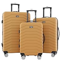 Wrangler Tahoe 3 Piece Spinner Luggage Set, Amber Gold
