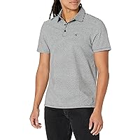 Calvin Klein Men's Smooth Cotton Monogram Logo Feeder Stripe Polo Shirt