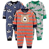 Simple Joys by Carter's Baby Boys' 3-Pack Loose Fit Flame Resistant Fleece Footless Pajamas