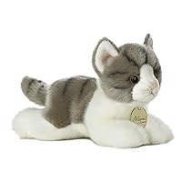 Aurora® Adorable Miyoni® Grey Tabby Cat Stuffed Animal - Lifelike Detail - Cherished Companionship - 8 Inches