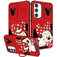 oqpa for Samsung Galaxy S23 Case Cute Cartoon Design for Galaxy S23 Phone Case with Camera Cover+Ring Holder for Women Girly Teen Girls Cover for Samsung S23, Heart Minn