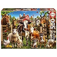 Educa - Farmyard Buddies - 500 Piece Jigsaw Puzzle - Puzzle Glue Included - Completed Image Measures 18.9