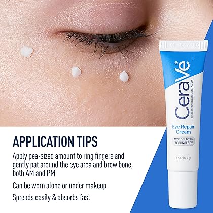 CeraVe Eye Repair Cream | Under Eye Cream for Dark Circles and Puffiness | Suitable for Delicate Skin Under Eye Area | 0.5 Ounce