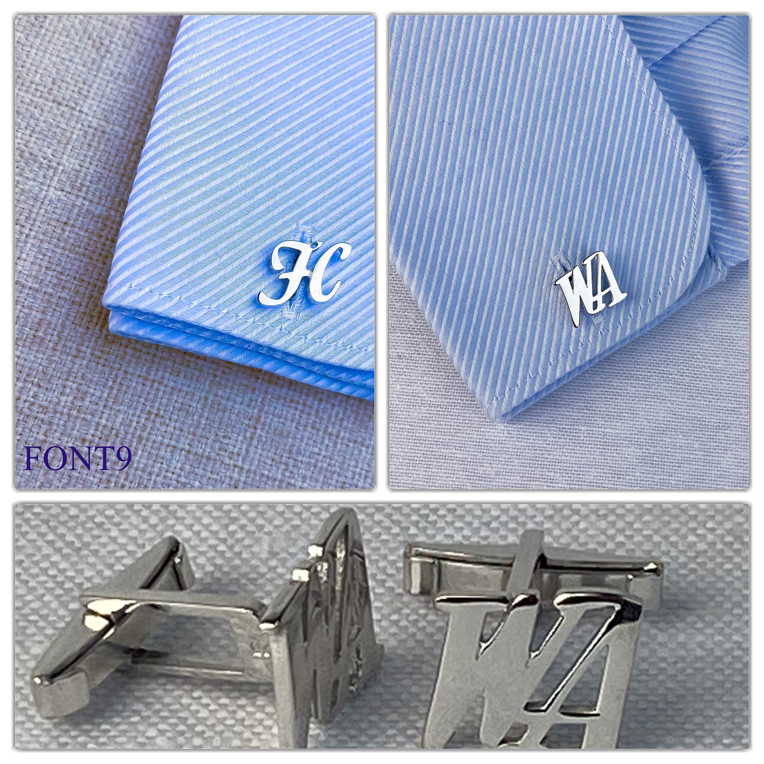 Personalized Name Cufflinks, Customize it with Your Letter, Initials Sterling Silver or 14k Yellow Gold Plated Cufflinks, Mens Gift, Gift for Dad, 3-5 DAYS DELIVERY WITH UPS