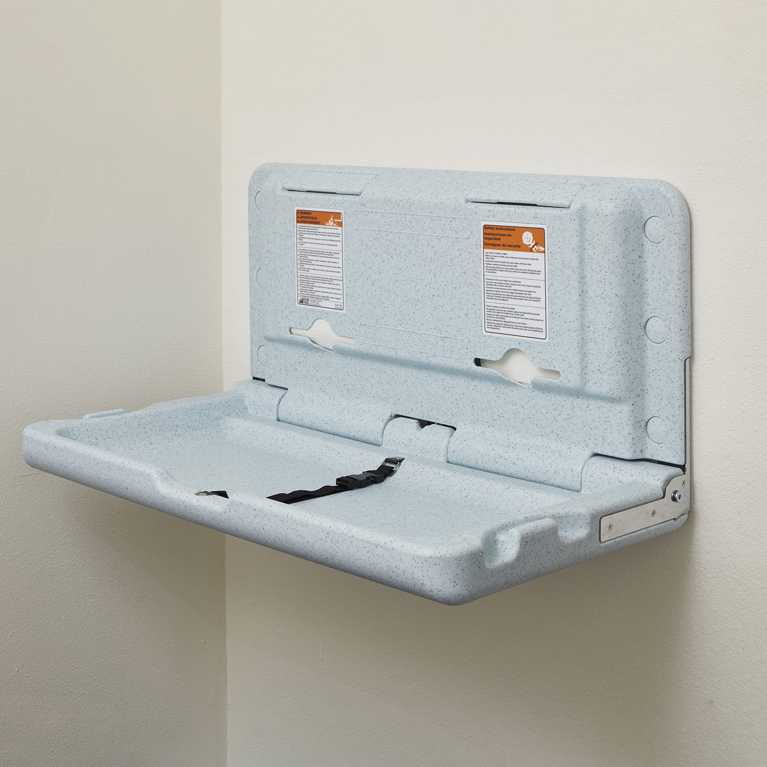ECR4Kids Horizontal Wall-Mounted Baby Changing Station, Wall-Mounted, Blue/Grey Speckled
