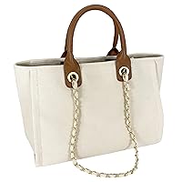 Tote Bag for Women Canvas Handbag Removable Chains Shoulder Bag Daily Essentials Casual Work Bag Stylish Satchel Canvas Purse