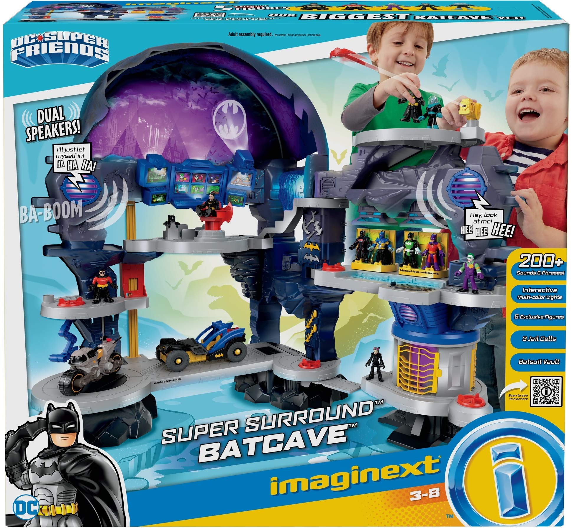 Imaginext DC Super Friends Batman Playset Super Surround Batcave with Lights Sounds & Phrases for Ages 3+ Years, 33 x 42 Inches (Amazon Exclusive)