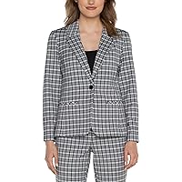 Liverpool Women's Stretch Woven Plaid Fitted Blazer