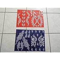 2 Self Adhesive Decal Stencils for Henna Temporary Tattoo