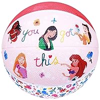 Disney Princess Basketball Size 6, Ariel, Moana, Mulan, Belle, and Rapunzel Indoor and Outdoor Game Youth Sports Ball for Boys and Girls, Pink