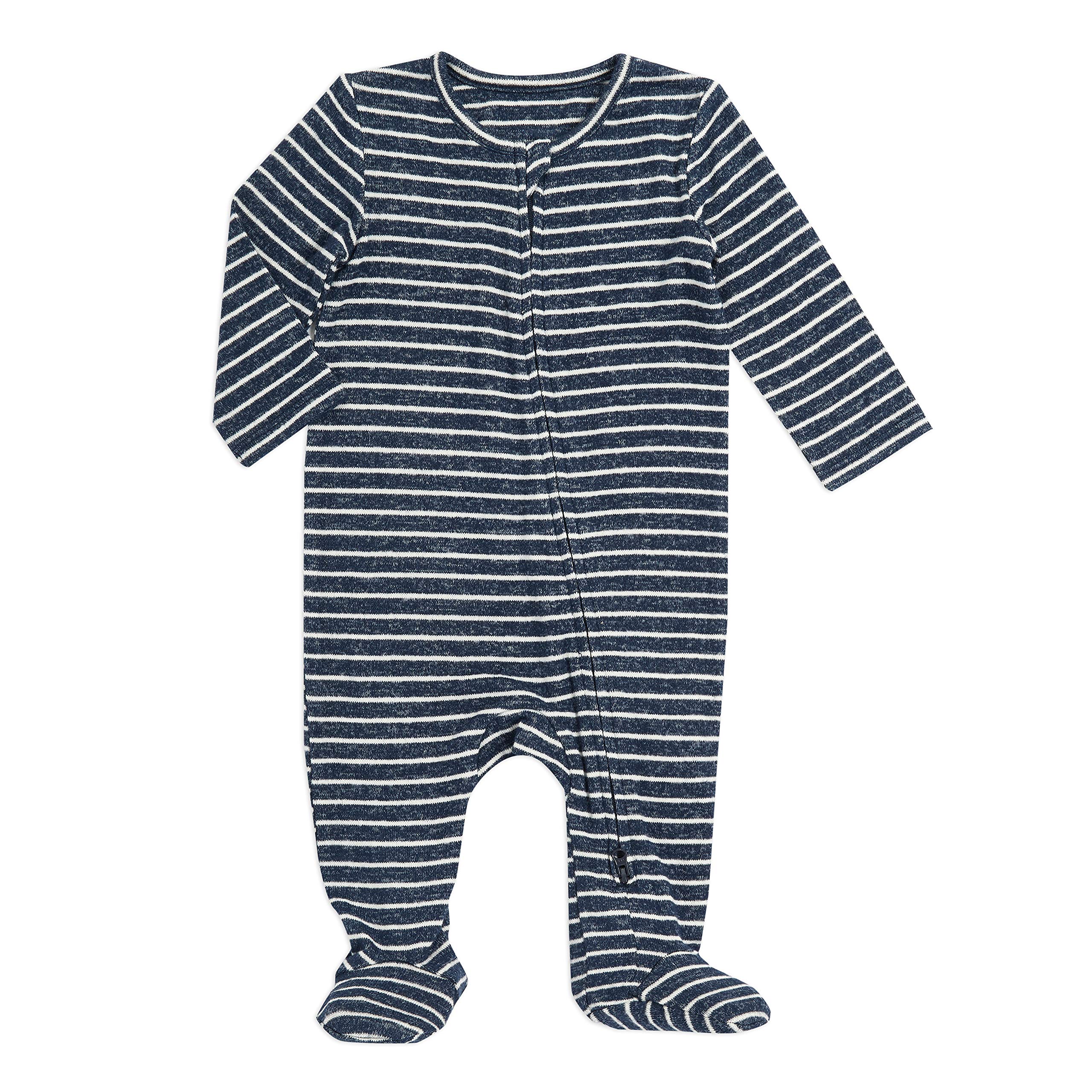 aden + anais Gift Set Bundle - Play and Discover Baby Activity Gym - Snuggle Knit Baby Boy Long Sleeve Zipper, Navy Stripe, 0-3M