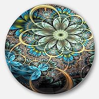 Lighted Blue Fractal Flowers-Digital Art Floral Disc MT7284-C11-Disc of 11 inch, 11'' H x 11'' W x 1'' D 1P