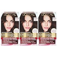 Excellence Creme Permanent Hair Color, 4AR Dark Chocolate Brown, 100 percent Gray Coverage Hair Dye, Pack of 3