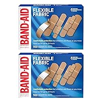 Band-Aid Brand Flexible Fabric Adhesive Bandages for Comfortable Flexible Protection, Twin Pack, 2 x 100 ct