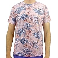 Men's Bird Pattern Parrot Flamingo Print Soft Round-Neck T-Shirt S-XXL (X-Large, Pink Flamingo Print)
