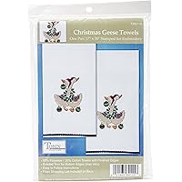 Tobin Christmas Geese Stamped for Embroidery Towels, Multi