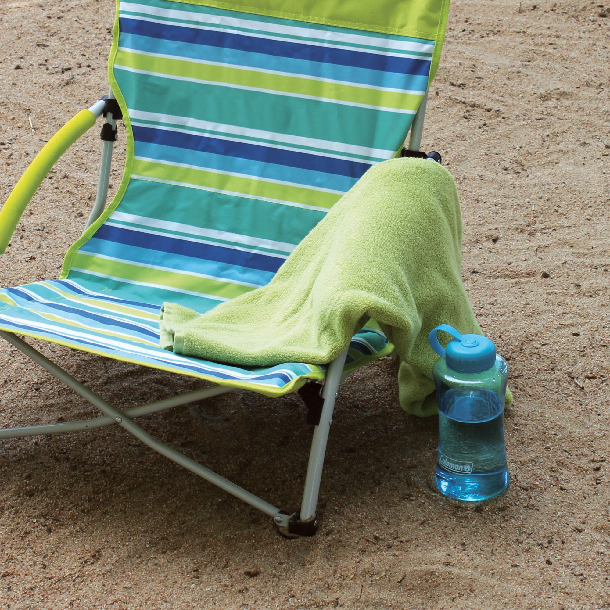 Coleman Utopia Breeze Beach Chair, Lightweight & Folding Beach Chair with Cup Holder, Seatback Pocket, & Relaxed Design; 21-inch Seat Supports up to 250lbs