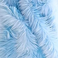 Faux Fur Fabric Ultra Soft Deluxe Plush Shaggy Squares | Craft, Sewing, Props, Costumes, Decoration (Baby Blue, 12x12 inches)
