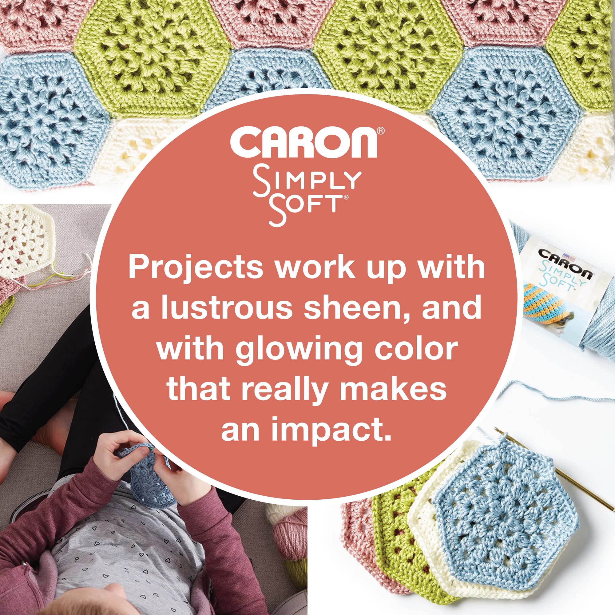 Caron Simply Soft Sage Yarn - 3 Pack of 170g/6oz - Acrylic - 4 Medium (Worsted) - 315 Yards - Knitting/Crochet