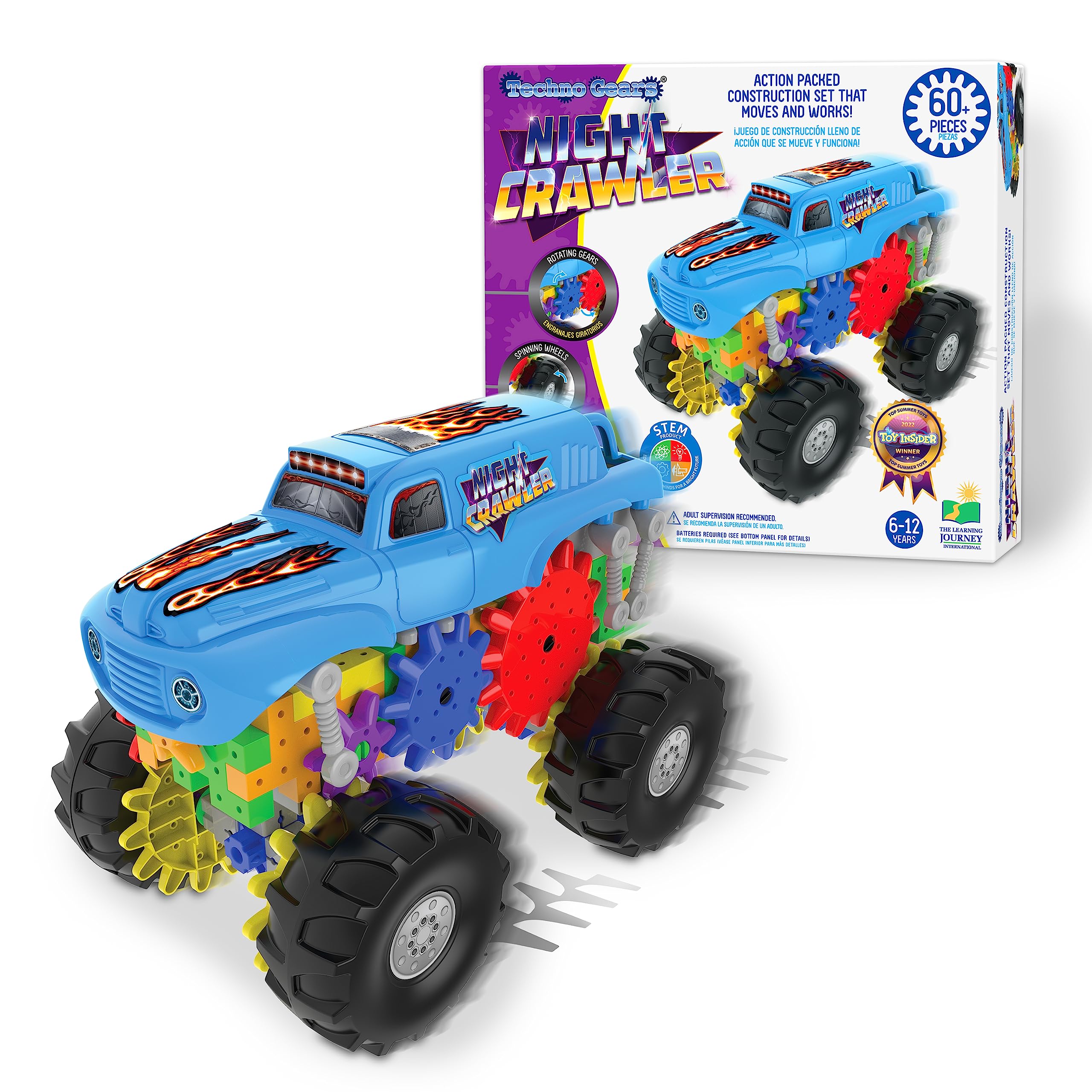 The Learning Journey – Techno Gears – Night Crawler – 60+ Pieces – Kid Toys & Gifts for Boys & Girls Ages 6 Years and Up – Award Winning Toy - STEM