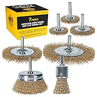 Dura-Gold 7-Piece Abrasive Brass-Coated Wire Wheel, Cup Brush, and End Brush Set, 1/4