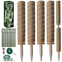 47.5 Inch Moss Pole Set of 4 - Coir Totem Poles for Indoor Plants, 16 Inch Moss Sticks, Garden Ties - Support and Train Creepers and Climbing Plants