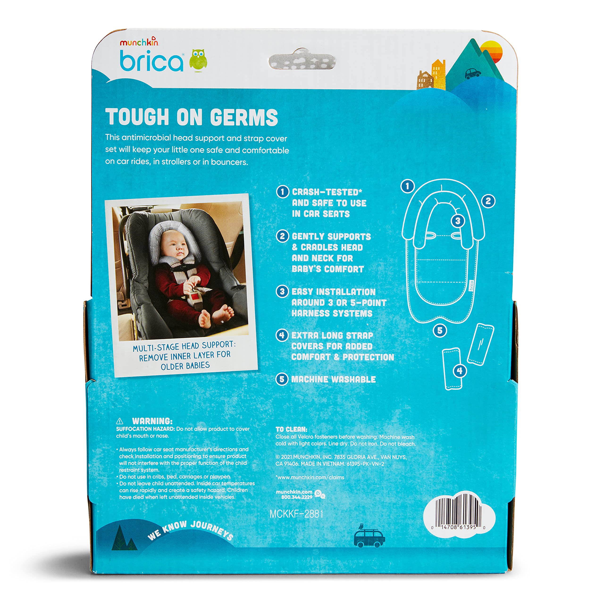 Munchkin® Brica® XtraGuard™ Head Support & Strap Cover for Baby Car Seats with Silver-Ion Technology