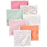 Simple Joys by Carter's Unisex Babies' Muslin burp cloths, Pack of 7, Multicolor/Dinosaur/Dots/Floral/Lemon/Turtle, One Size