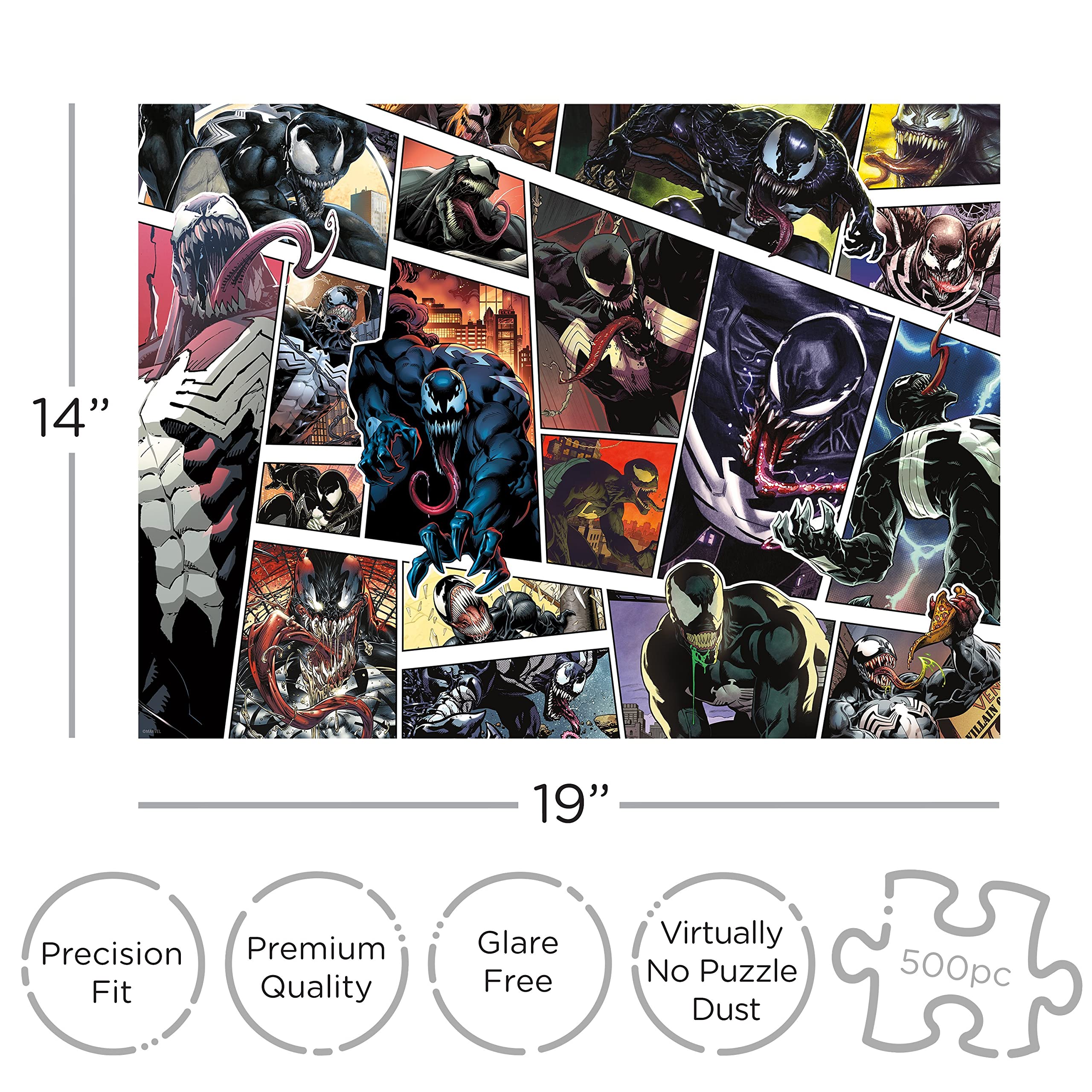 AQUARIUS Marvel Venom Puzzle (500 Piece Jigsaw Puzzle) - Glare Free - Precision Fit - Officially Licensed Marvel Merchandise & Collectibles - 14x19 Inches