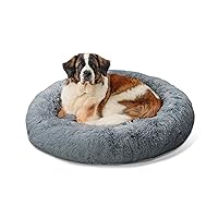 Best Friends by Sheri The Original Calming Donut Cat and Dog Bed in Shag Fur Gray, Extra Large 45