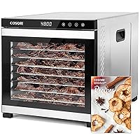COSORI Food Dehydrator for Jerky, 10 Trays, 16.2ft² Drying Space, 165°F Temperature Control, 48H Timer, 1000W Dehydrator Machine, Stainless Steel, for Herbs, Fruit, Meat, and Yogurt, Silver