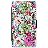 iPhone 11 Pro, Phone Wallet Case Compatible with iPhone 11 Pro [5.8 inch] Floral Cactus Succulent Monogrammed Personalized Protective Case IP11PW