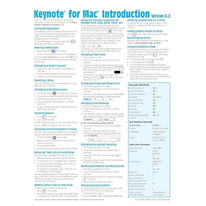 Keynote for Mac Quick Reference Guide, version 6.2: Introduction (Cheat Sheet of Instructions, Tips & Shortcuts - Laminated Card)