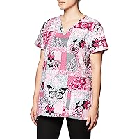 Women's Butterfly Patches V Neck Scrub Top