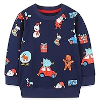 HOMAGIC2WE Toddler Boys Sweatshirts Kids Fall Cotton Long Sleeve Crewneck Casual Cartoon Pullover Loose Soft Outfit Shirt