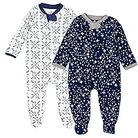 HonestBaby Footed Sleep & Play Pajamas Organic Cotton for Infant Baby Boys (LEGACY)