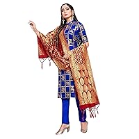 Indian Pakistani Women's Readymade Dress Ethnic Banarasi Art Silk Woven Salwar Kameez with SIlk Dupatta Stitched Suit