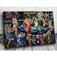 Sexy Pinup Style Wall Art Decor Poster Canvas for your Bar Game Room Man cave Woman Cave Jack Whiskey Wine Painting Home Office Fun Night Gifts Sign number 2 Girls (Strip Poker)