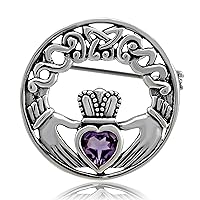 WithLoveSilver Sterling Silver 925 Charm Claddagh Celtic Iris Friendship Brooch Pin