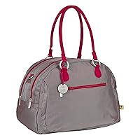 Bowler Style Diaper Shoulder Bag Handbag Tote-Bag Includes Matching Insulated Bottle Holder, wipeable Changing Mat, Stroller Hooks, Metallic Flaming